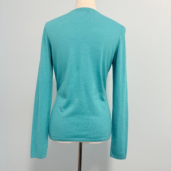 Saks Fifth Avenue Women’s Silk/ Cashmere turquoise Pullover Sweater Size M - Picture 3 of 7